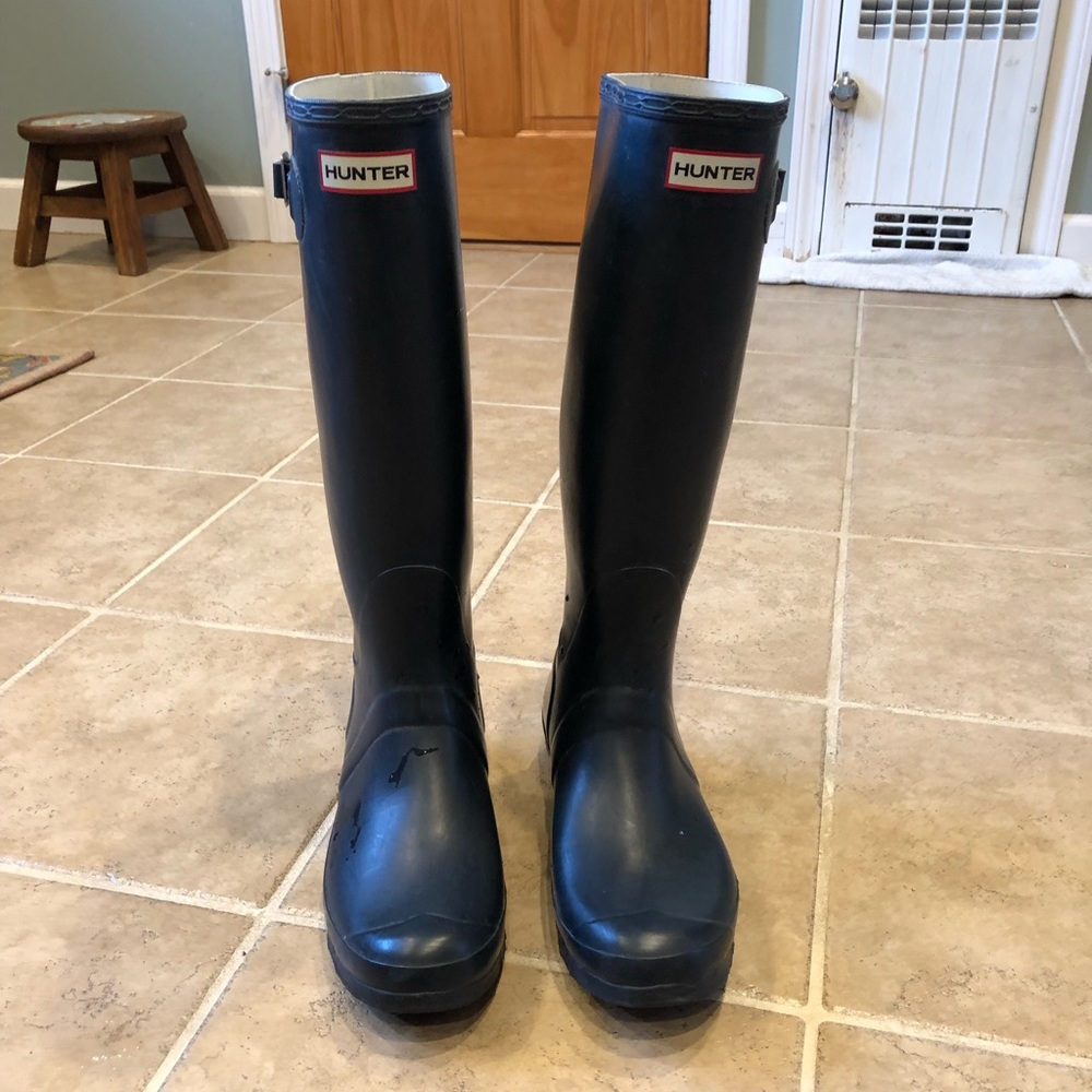 Hunter Original Tall Boots - navy blue, w size 10